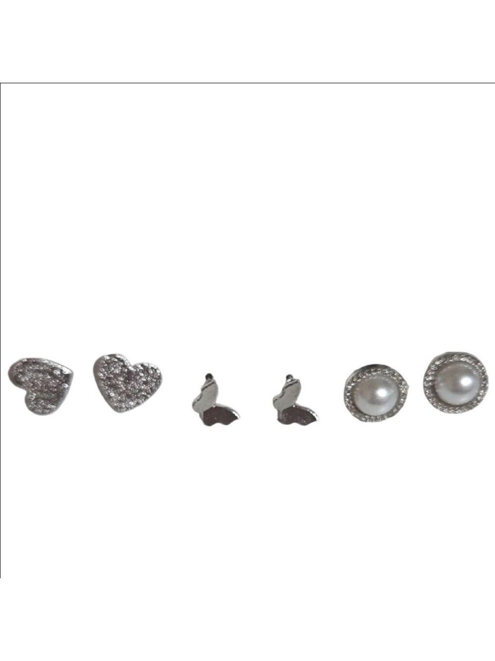 Silver Pearl Heart Earrings
